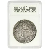1678 Spanish 8 Reales - Potosi - Consolacion Wreck - ANACS G4