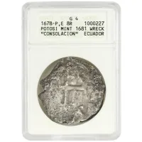 1678 Spanish 8 Reales - Potosi - Consolacion Wreck - ANACS G4