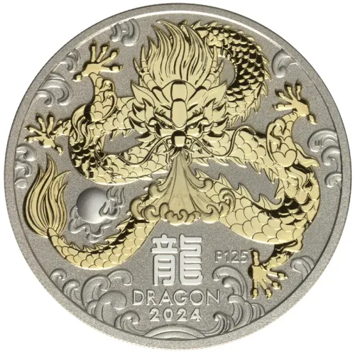 2024 Australia $1 Year of the Dragon Gilded Silver 1oz .999 no Box