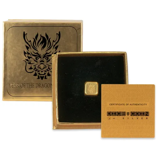 2024 Fiji Gold Gilded 1oz Silver Dice - Year Of The Dragon