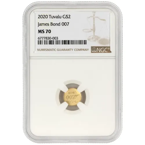 2020 Tuvalu $2 James Bond 007 Gold 1/2 Gram Coin - NGC MS70