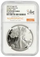 2023 W American Silver Eagle Congratulations Set - NGC PF 70 First Day ANA
