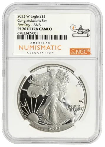 2023 W American Silver Eagle Congratulations Set - NGC PF 70 First Day ANA