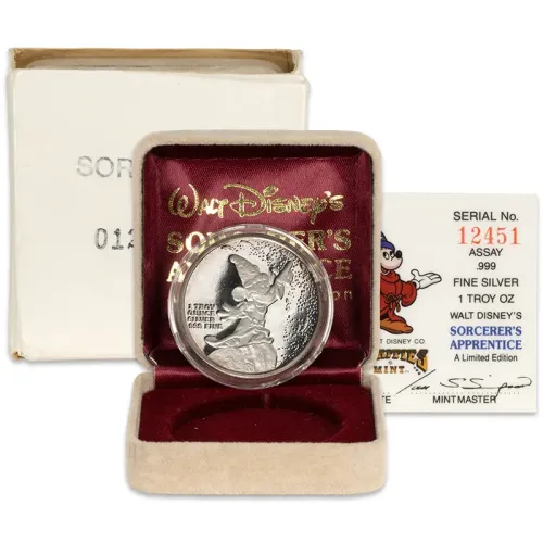 1987 Disney Mickey Mouse 1oz Silver Round - Sorcerer's Apprentice #12451