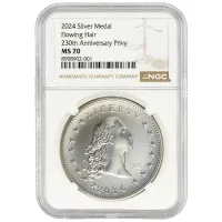 2024 Flowing Hair 230th Anniversary Silver Medal w/ Privy - NGC MS70