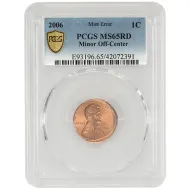 2006 Lincoln Memorial Cent PCGS MS 65 RD Minor Off-Center Strike