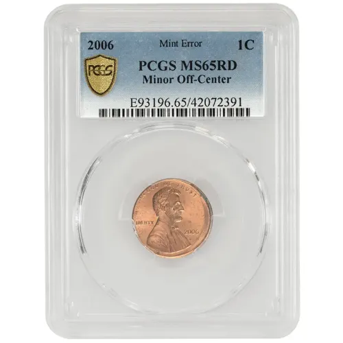 2006 Lincoln Memorial Cent PCGS MS 65 RD Minor Off-Center Strike