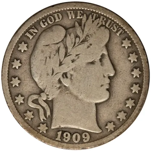 1909 S Barber Half Dollar - Very Fine Details Environmental Damage