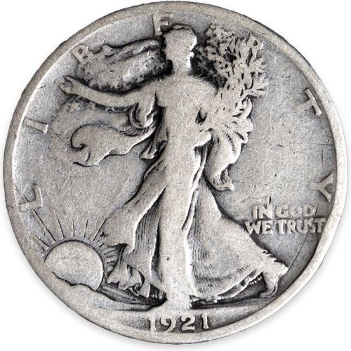 1921 S Walking Liberty Half Dollar - Fine Details - Improperly Cleaned #3
