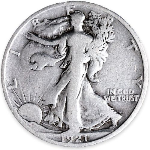 1921 S Walking Liberty Half Dollar - Fine Details - Improperly Cleaned #4