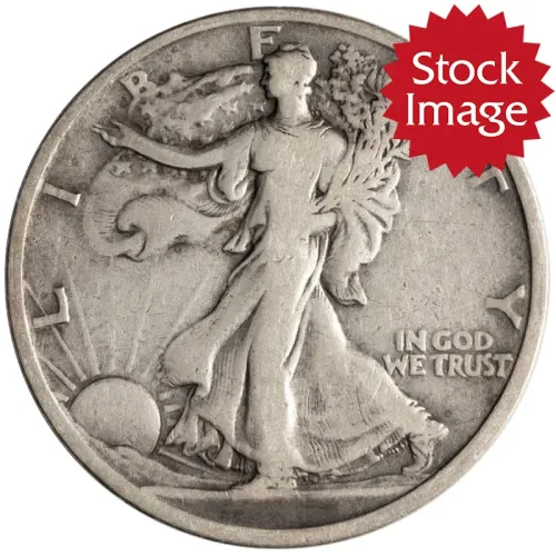1921 S Walking Liberty Half Dollar - Very Good Details - Improperly Cleaned