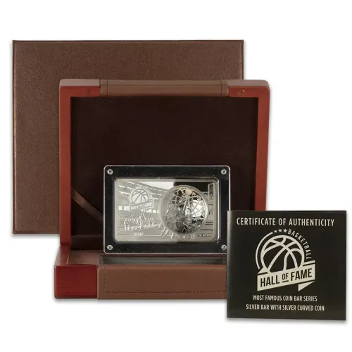 2020 Basketball Hall of Fame Silver Proof $1 set in 2oz Silver Bar