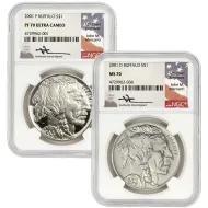 2001 American Buffalo Silver Dollar 2pc Set - NGC PR70 & MS70