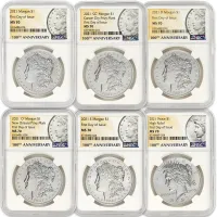 2021 Morgan & Peace Silver Dollars - 6 Pc Set - NGC MS70 FDOI