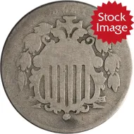 1867 Shield Nickel - No Rays - About Good
