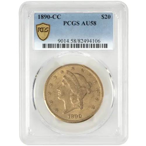 1890 CC $20 Liberty Gold Double Eagle - PCGS AU58