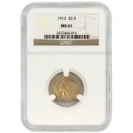 1912 $2 1/2 Indian Gold Quarter Eagle - NGC MS61