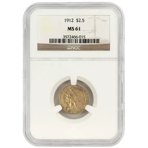 1912 $2 1/2 Indian Gold Quarter Eagle - NGC MS61